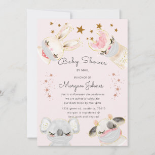 baby animals mask Baby Shower via post inbjudan