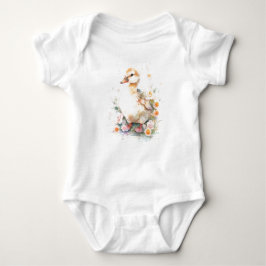 Baby Anka Duckling med blommor T Shirt