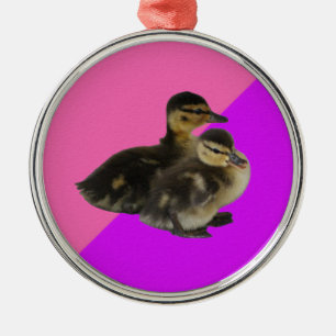 Baby Anka om Rosa hallon och Lila Sorbet Julgransprydnad Metall