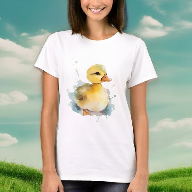 Baby Anka Watercolor Women's T-Shirt (Radiate joy in our whimsical yellow ducky t-shirt. 🦆 #QuirkyChic )