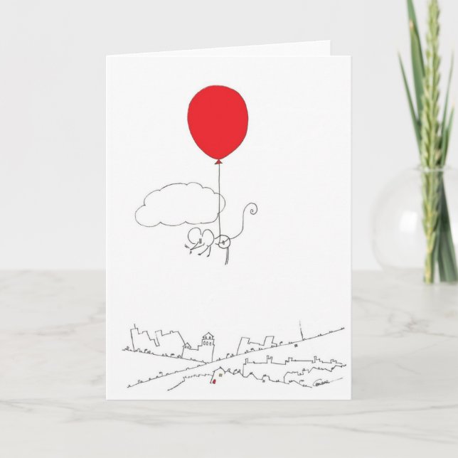 Baby ankomst av Red Balloon - gratulationskort Kort (Framsida)
