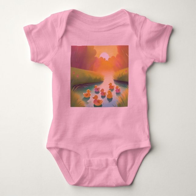 Baby ankor som njuter av dammen t shirt (Framsida)