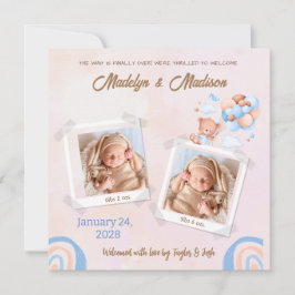 BABY ANNONS FÖR TVILLINGAR FOTO PERSONANPASSAD KOR