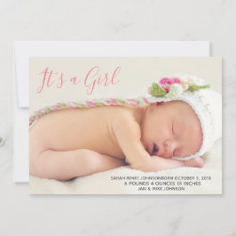 Baby-annons-kort - det är en flicka meddelande