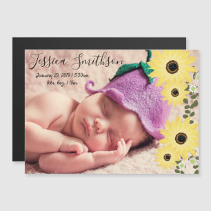 Baby annons Stats solblommor fotomagnet Magnetisk Inbjudningskort