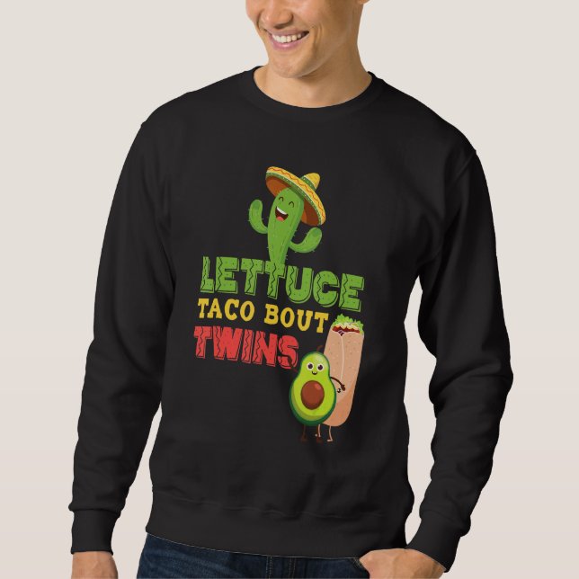 Baby-annonsering Lettuce Taco Bout A-Twillingar Lång Ärmad Tröja (Framsida)