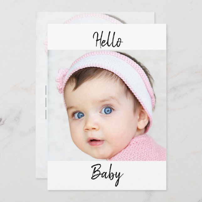 Baby annonsfoto x2 Modern Chic Inbjudningar (Fram/baksida)