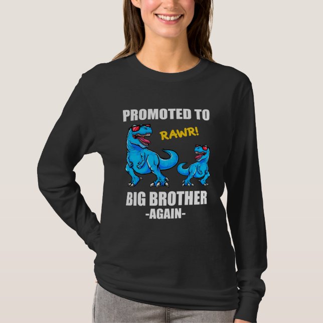 Baby Announcement Dinosaur  Promoted To Big Brothe T Shirt (Framsida)