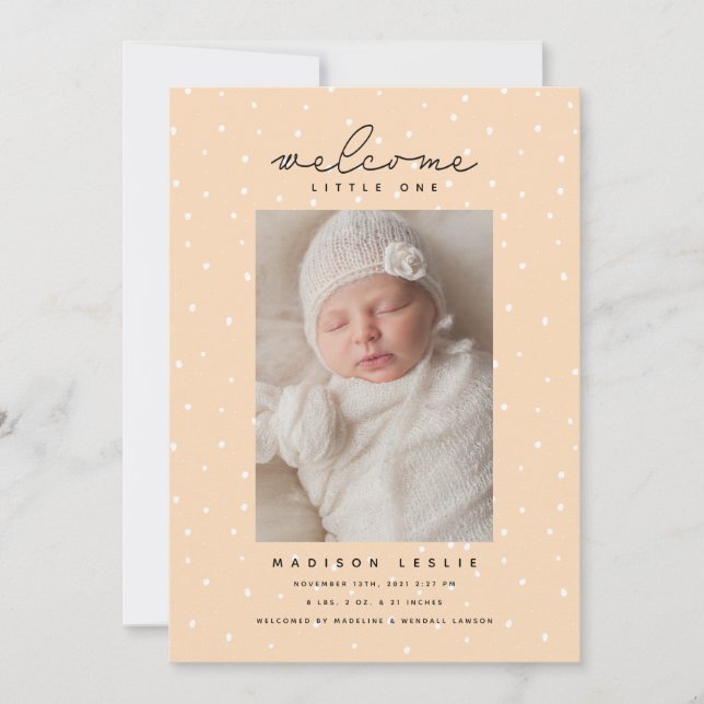 BABY ANNOUNCEMENT Polka dots Meddelande (Framsida)