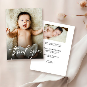 Baby Anpassningsbar foton Modern handstil Tack Kort