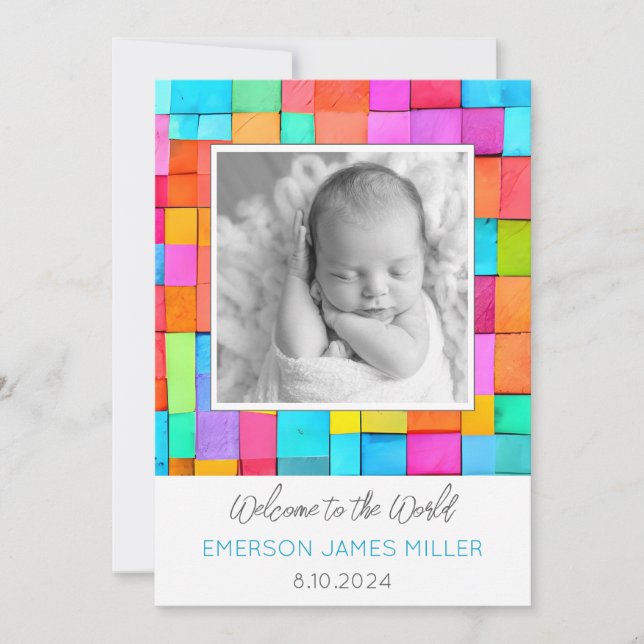 Baby anununuto NAMN BIRTHDATE Modern Art Julkort (Framsida)