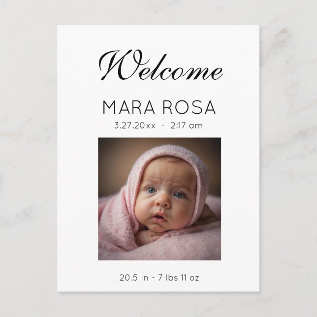 *~* Baby AP79 Foto Newborn Birth Notice Meddelande Vykort (Framsida)