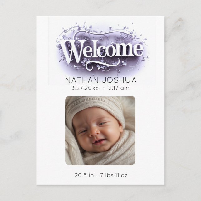 *~* Baby AP79 Newborn Birth Notification PHOTO Meddelande Vykort (Framsida)