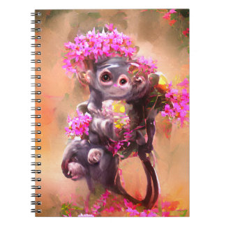 Baby apa med blommor anteckningsbok