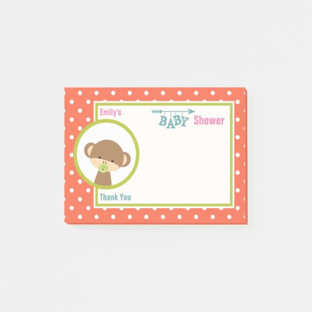 Baby-apa med en Nappar-babyskare tack Post-it Block (Framsida)