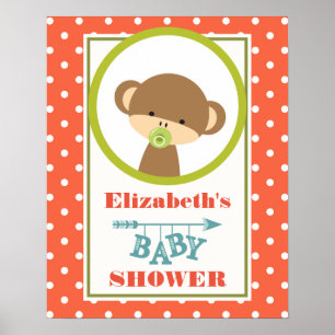Baby apa med en Nappar-babystövel Poster