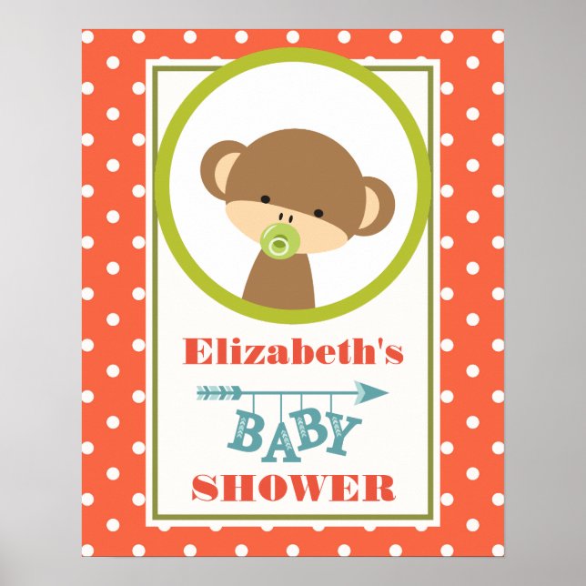 Baby apa med en Nappar-babystövel Poster (Framsidan)