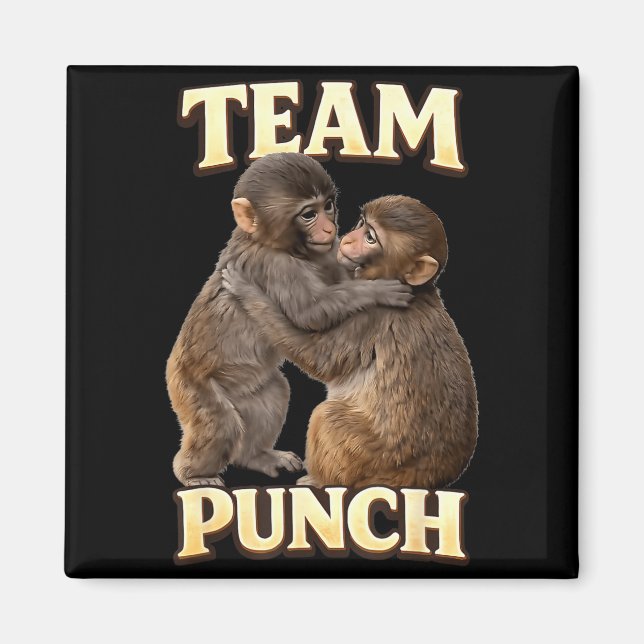 Baby Apa Par Team Slår med En Ny Vän Magnet (Framsidan)