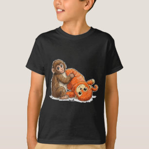 Baby apa slår söt meme grafisk t-shirt