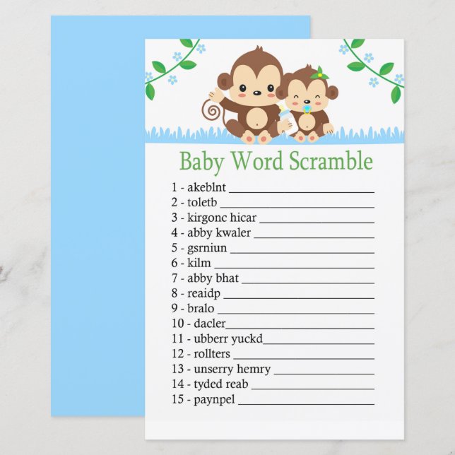 Baby-apan Baby-ord-vilt (Fram/baksida)