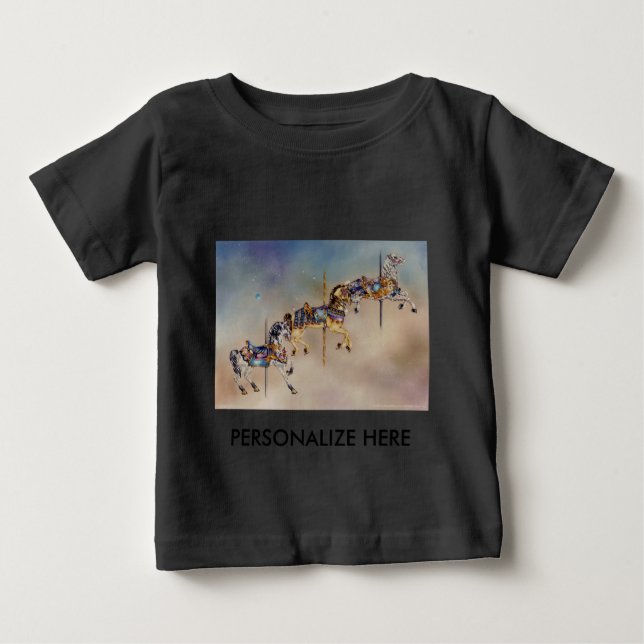 Baby-apparat - tre karusellhästar t-shirt (Framsida)
