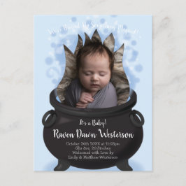 Baby är Breth Birth Announcement Witch Boy Blue Vykort