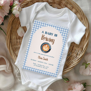 Baby är Brett kaffe Baby Shower Blue Gingham Inbjudningar
