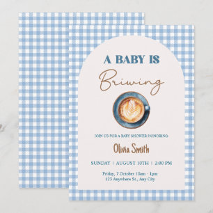 Baby är Brett kaffe Baby Shower Blue Gingham Inbjudningar