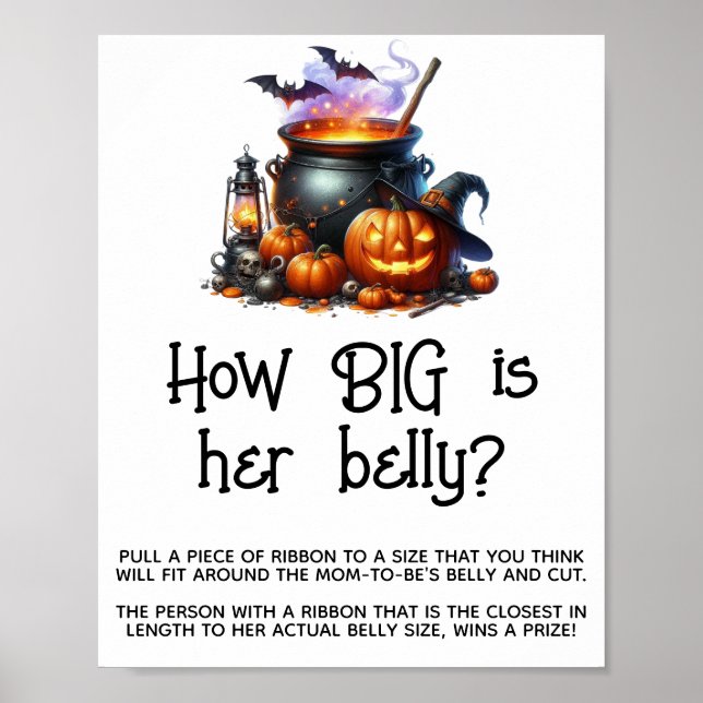 Baby är Brett Neutralt Baby Shower Big Belly Game Poster (Framsidan)