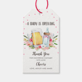 Baby är Brewing Baby Shower Tack Märkre Greenery Presentetikett