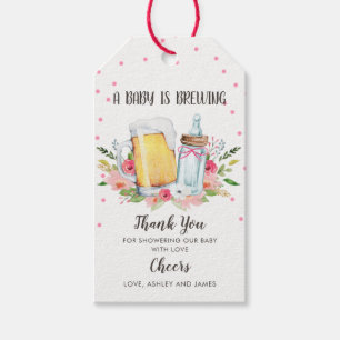 Baby är Brewing Baby Shower Tack Märkre Greenery Presentetikett