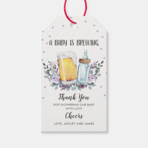 Baby är Brewing Baby Shower Tack Märkre Greenery Presentetikett