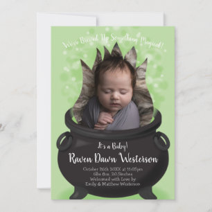 Baby är Brewing Birth Announcement Halloween Inbjudningar