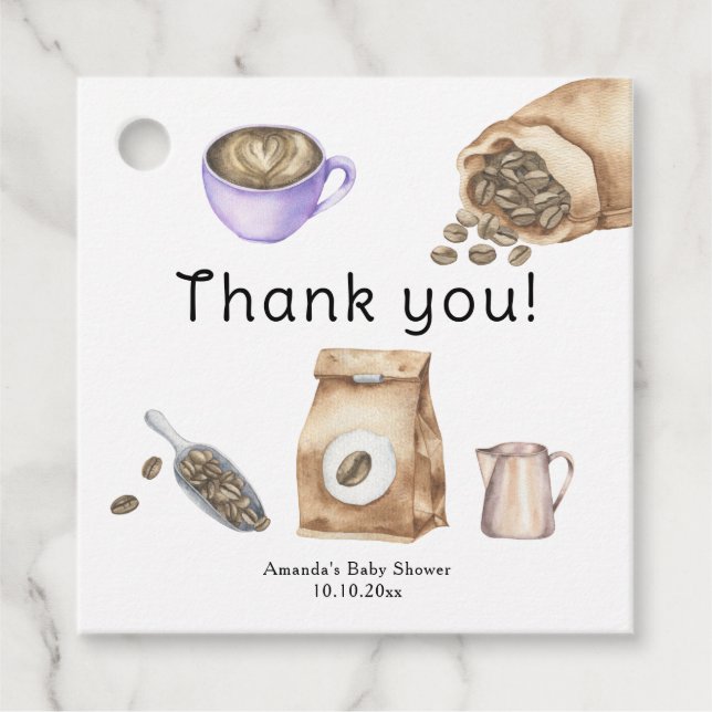 Baby är Brewing Coffee Tack Gåvor Etiketter (Framsida)