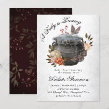 Baby är Brewing | Roligt Halloween Stil Baby Showe