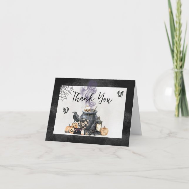 Baby är Brewing Witch Cauldron Baby Shower Tack Kort (Framsida)