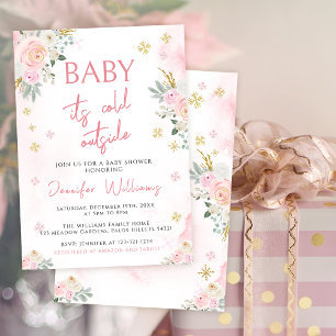 Baby är det kall utanför rosa babyduschinbjudan inbjudningar
