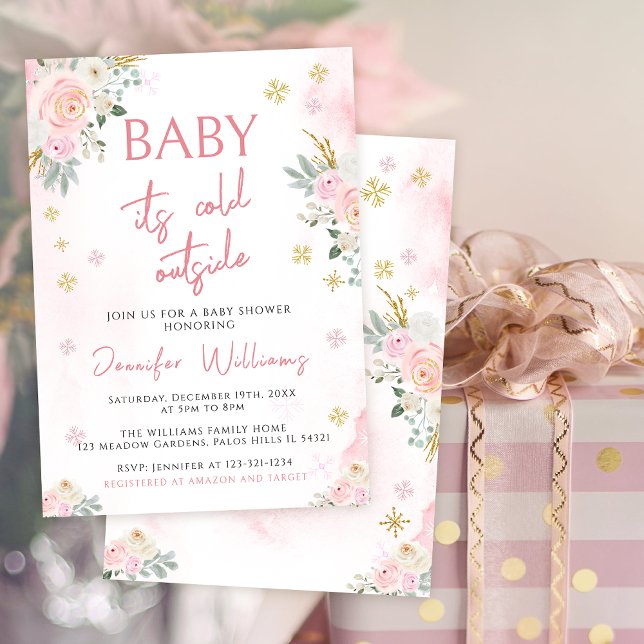 Baby är det kall utanför rosa babyduschinbjudan inbjudningar (Skapare uppladdad)