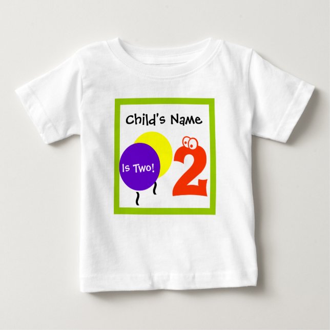 baby är en 2, 2:a födelsedagen,t-shirt tee shirt (Framsida)