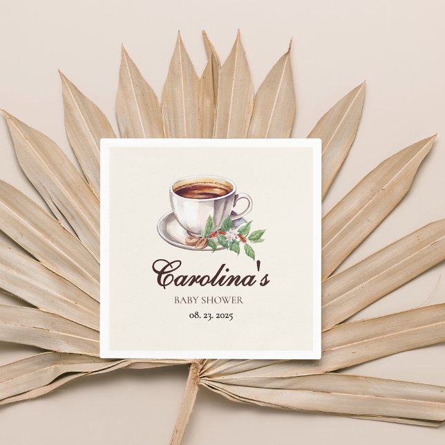 Baby är en brun babystövel för kaffe pappersservett (Skapare uppladdad)