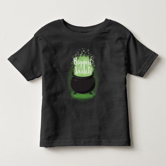 Baby är ett brungande Witch Shower Halloween Cauld T Shirt (Framsida)