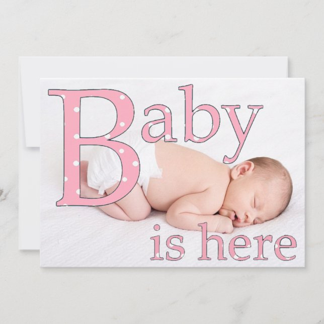 Baby är här, Tillkännagivande för födelse. Meddelande (Framsida)