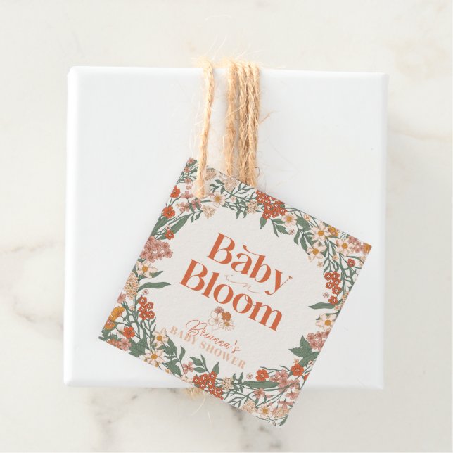 Baby är i Bloom Boho WildblomBaby Shower Gåvor Etiketter (På plats)