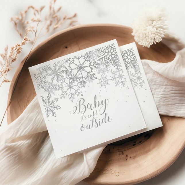 Baby är Kallet utanför Baby Showe Silver Pappersservett (Skapare uppladdad)