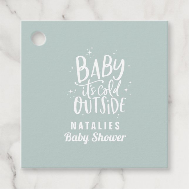 Baby är kallet utanför babyduschen party gåvor etiketter (Framsida)