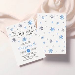 Baby är Kallet utanför Blue Snowflake Baby Shower Inbjudningar