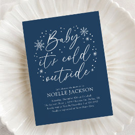 Baby är Kallet utanför Blue Snowflake Baby Shower Inbjudningar