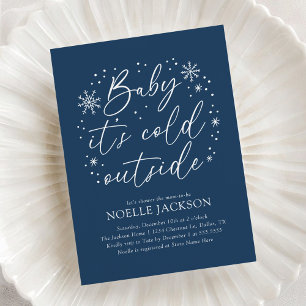 Baby är Kallet utanför Blue Snowflake Baby Shower Inbjudningar
