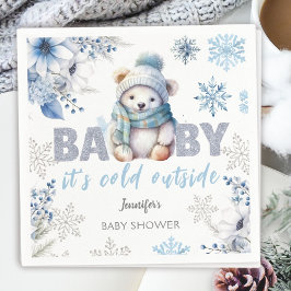 Baby är Kallet utanför Cute Boy Winter Baby Shower Pappersservett