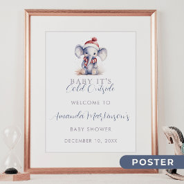 Baby är kallet utanför elefantjultomter välkommen poster
